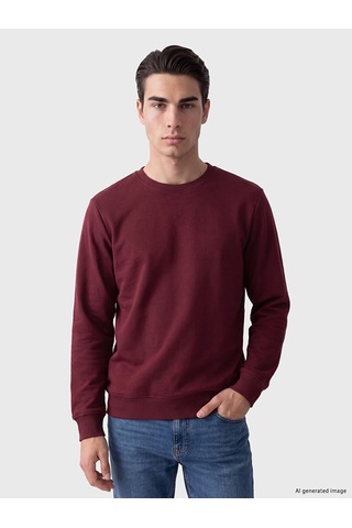 Lcwaıkıkı Classic Bordo Bisiklet Yaka Erkek Kalın Sweatshirt