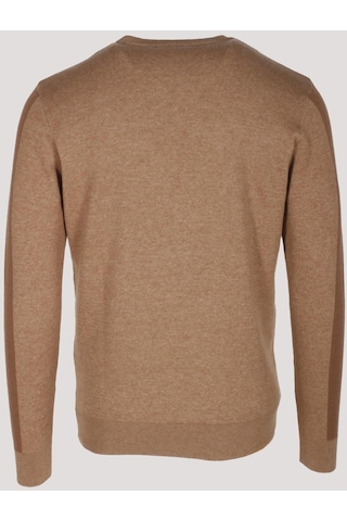 Erkek Triko Camel Bisiklet Yaka Desenli Slim Fit Pamuklu Kazak Ncs Jeans 3740-camel Camel