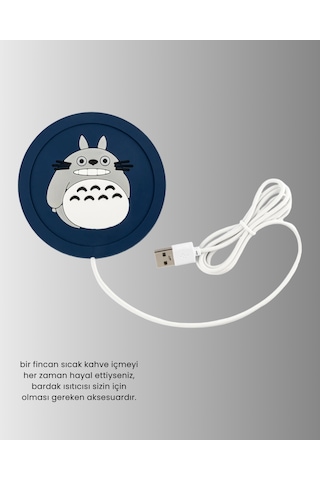 Totoro Desenli Usb Bardak Isıtıcı Kahve Çay Sıcak Tutucu Altlık Çok Renkli