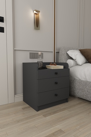 Modern 3 Çekmeceli Komodin Şifonyer %100 Mdf Çok Amaçlı Organizer Kmd01 Antrasit