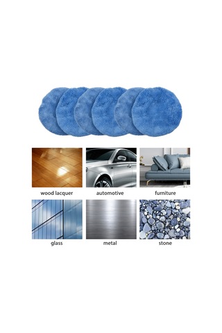 Mufunye 6'li Set Mavi Yumuşak Koral Kadife Araba Cilalama Başlığı, 16cm