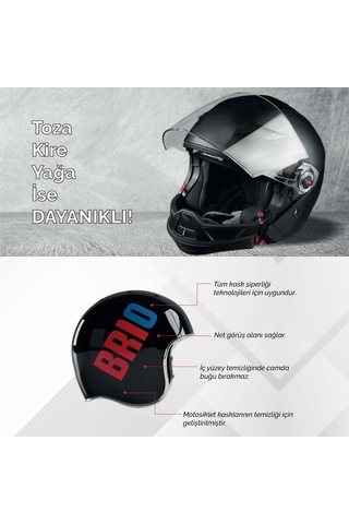 Brio Motosiklet Kask İçi, Kask Camı Temizleme Spreyi 200ml 2'li Paket