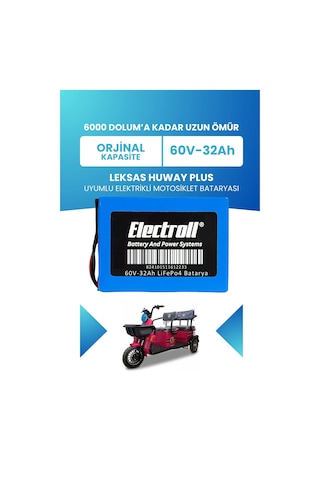 Leksas Huway Plus Batarya Standart Kapasite Lifepo4 60v 32ah Elektrikli Motosiklet Bataryası