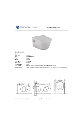 Seramiksan Terra Asma Klozet + Soft Kapak