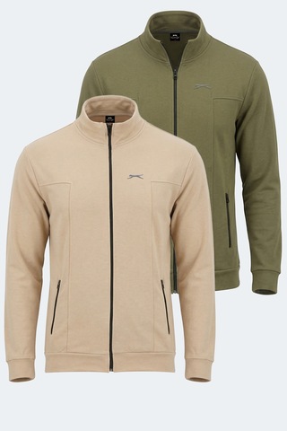 Slazenger Kagısona 2 Li Set Erkek Sweatshırt Bej - Haki