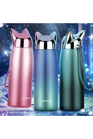 Novahub 300ml Paslanmaz Çelik Kedi Kulaklı Kupa - Taşınabilir Seyahat Kahve/çay-161 Altın Altın