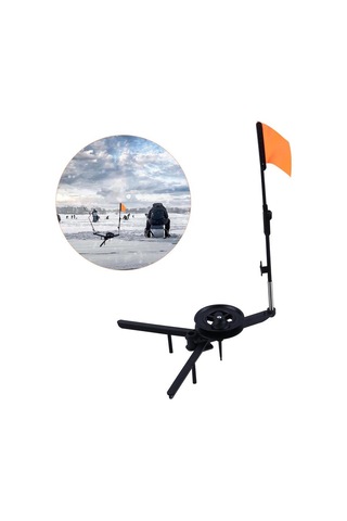 Sougayılang Buz Oltası Tip-up Kompakt Metal Direk Turuncu Bayrak Fener Takımı Aksesuarı