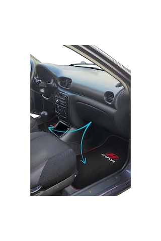 Hyundai Accent Yumurta Kasa Nakış İşlemeli 5 Parça Siyah Araç Oto Halı Paspas 1996-2000
