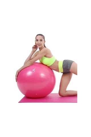 Pilates Topu 65 CM Pilates Pompası Egzersiz Set Fitness + Pompa Fuşya