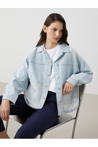 Lcw Vision İndigo Oversize Kadın Jean Gömlek Ceket