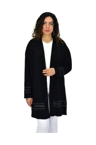 Kadın Siyah Likralı Viskon Hırka Bgl-st04678 Siyah