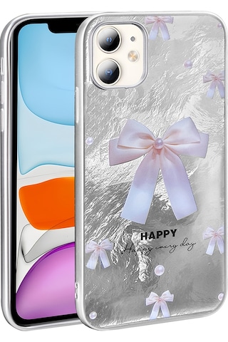 Apple Uyumlu iPhone 11 Kılıf Desenli Zore Mep Kapak İncili Fiyonk