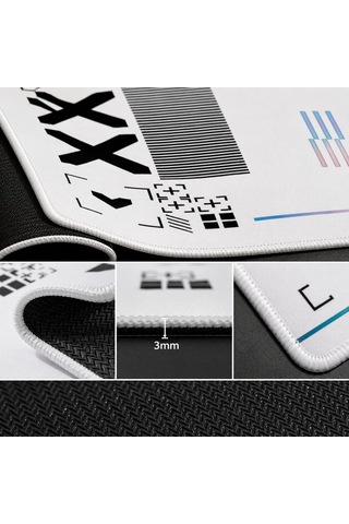 Grıd Xxl Mouse Pad 90x40 Cm, Büyük Masa Matı, 3 Mm Dikişli Kenar, Kaymaz Kauçuk Taban, Gaming Mousepad White Gr