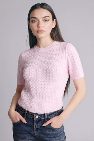 Defacto Regular Fit Kısa Kollu Kazak D3306AX26SP Pembe