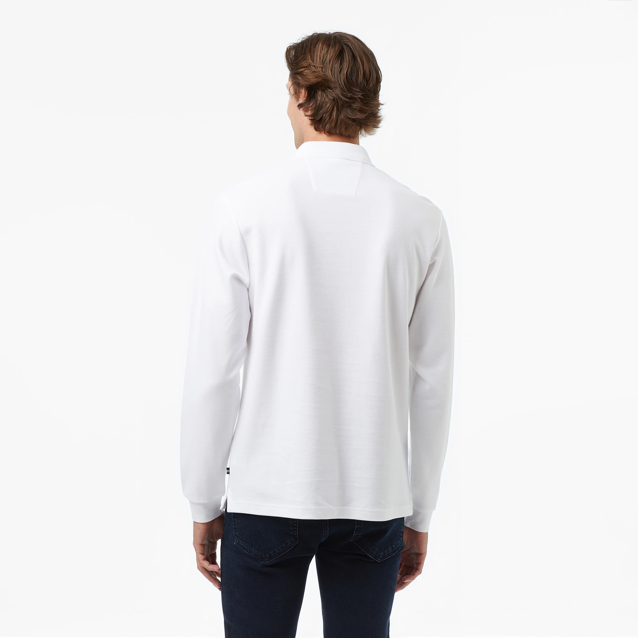 Nautica Erkek Beyaz Classic Fit Uzun Kollu Polo Yaka T-shirt Düz K57351t Beyaz