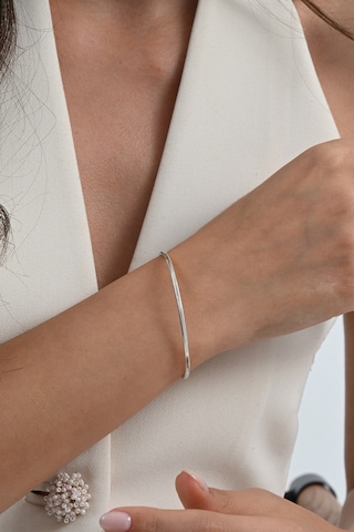 925 Ayar Gümüş Kilidi Zirkon Taşlı Lades Bilezik Barcode Rose Gold - Gümüş