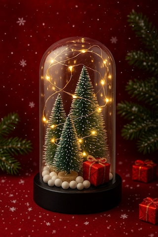 3 Çam Ağacı Ve Hediye Temalı Led Işıklı Fanus İçinde 2026 Yeni Yıl Hediye Noel Yılbaşı Gece Lambası 20