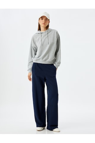 Koton Kapşonlu Sweatshirt Basic Uzun Kollu Üç İplik Pamuklu Gri 5wak10223ek Gri
