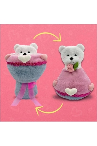 Sevgi Buketi Peluş Ayıcıklı Peluş Çiçek Buketi 40 Cm 001 - Beyaz