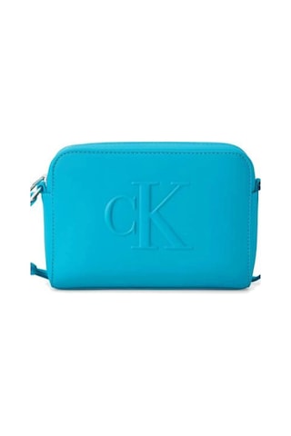Calvin Klein Kadın Ck Yazı Detay Deri Ayarlanabilir Askı Fermuar Kapama Mavi Omuz Çantası Lv04k3036g-xt6-8785 Mavi