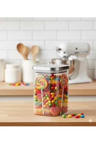 1100ml Sızdırmaz Vakumlu Metal Kapaklı Borosilikat Cam Kavanoz Hava Geçirmez & Dayanıklı Gıda Saklama Kabı 10cm X 17cm 7009