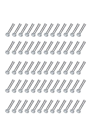 Suntek Kadın Kızlar Için Paslanmaz Çelik Burun Halkası 60-adet-beyaz Çok Renkli