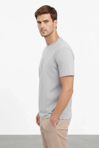 Vexor Erkek Bisiklet Yaka Tişört Regular Kalıp Basic Pamuklu Günlük Kullanım T-shirt - Gri