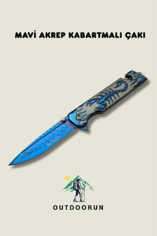 Mavi Akrep Kabartmalı Kamp Çakı - 22,5 Cm Mavi