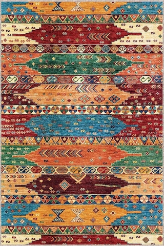 Viva Home Kilim Etnik Desenli Kaymaz Taban Mutfak Hol Antre Kesme Özel Ölçülü Rulo Yolluk Ar1086, Çok Renkli, 60 X