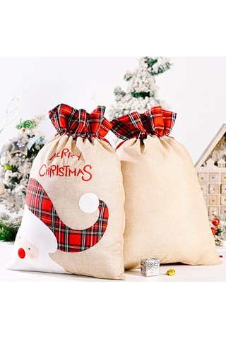 Mufunye Noel Büyük Boy Kumaş Hediye Çantası - 55x38 Cm, Şeker/ödül Taşıma, Santa/elk Desenli, Dayanıklı Kumaş Malzeme, Ev/parti Dekorasyonu Çok Renkli