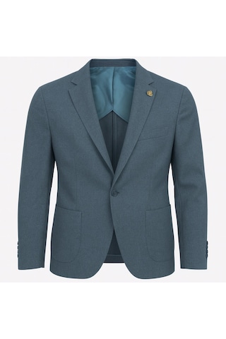 Plus Scorpion Erkek Slim Fit Blazer Ceket Tek Düğmeli Çift Yırtmaçlı Torba Cepli Yarım Astarlı Zümrüt Mavisi