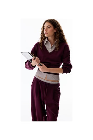 Penti Bordo Gömlek Katmanlı Polo Yaka Sweatshirt