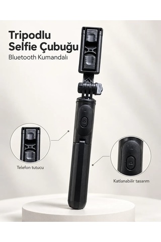 Fotoğraf Ve Video Çekimleri İçin Kablosuz Kumandalı Telefon Selfie Çubuğu