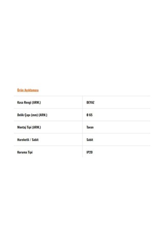 Jh721 B Beyaz Gu10 Duylu Sabit Kare Spot