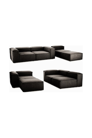 Relax Soft 4 Modül Köşe Takımı Siyah Keten 900 Siyah