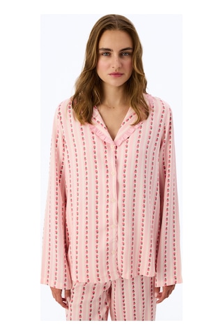 Penti Açık Pembe Chloe Çiçekli Fırfırlı Uzun Kollu Gömlek Pantolon Pijama Takımı Soft Pınk