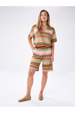 Faik Sönmez Resort Renkli Zigzag Desenli Beli Lastikli Örme Şort S26srt011 Us26srt011100 Multi