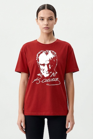 Tommy Life Kırmızı Ay Yıldız Baskılı Unisex T-shirt - 88510 KIrmızı