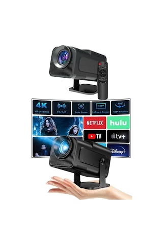 Projektör Siyah Android Taşınabilir Sinema Projeksiyon Wifi Destekli En Güncel Sürüm Akıllı