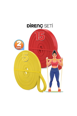 5 + 15 Kg 2'li Set Barfiks Lastiği Gym Resistance Band Antrenman Kas Geliştirme Bandı