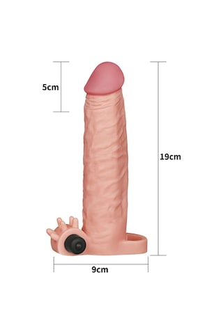 Hızlı Express Lovetoy X-Tender Realistik Titreşimli 5 CM Dolgulu Uzatmalı Penis Kılıfı 19 CM