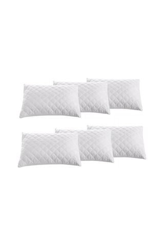 6'Lı Kapitoneli Yastık Koruyucu %100 Pamuk Fermuarlı Kapitone