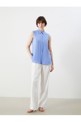 Lcwaıkıkı Classic Mavi Regular Fit Dokulu Kadın Gömlek