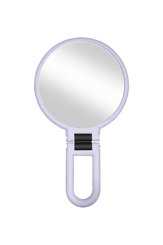 Moveevo 10x Büyüteçli El Aynası Katlanır Saplı Çift Taraflı Taşınabilir Seyahat Büyüteçli El Aynası Kaideli Makyaj Aynası Mor