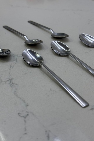 Albergio Paslanmaz Çelik Çubuk Çay Kaşığı 6 Adet 11 Cm Modern Tasarım Gri Çok Renkli