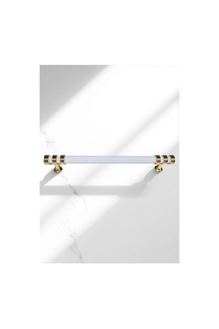 Çizgili Nesli Alüminyum Metal Lüks Modern Mobilya Çekmece Mutfak Dolabı Kulpu Beyaz-altın 224mm Beyaz - Gold