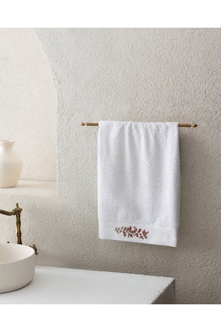 Slyvia Nakışlı %100 Pamuk Yüz Havlusu - Beyaz - 50x76 Cm 8684427212288 Beyaz