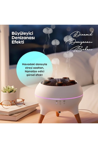 Jellyfish Ultrasonik Hava Nemlendirici - Deniz Anası Tasarımlı, Kumandalı, Led Işıklı Ve Sese Duyarlı Ritim Modlu Buhar Makinesi