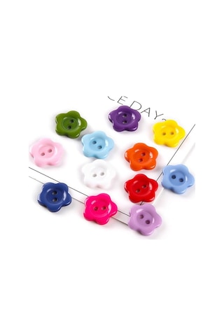 Çiçek Renkli Düğme Renkli Papatya Düğme 1,4 Cm - 25 Adet