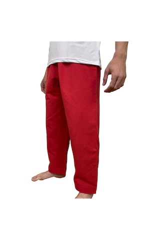 Taekwondo Alt Dobok Kırmızı Taekwondo Pantolon - Fitilli Dobok Kırmızı